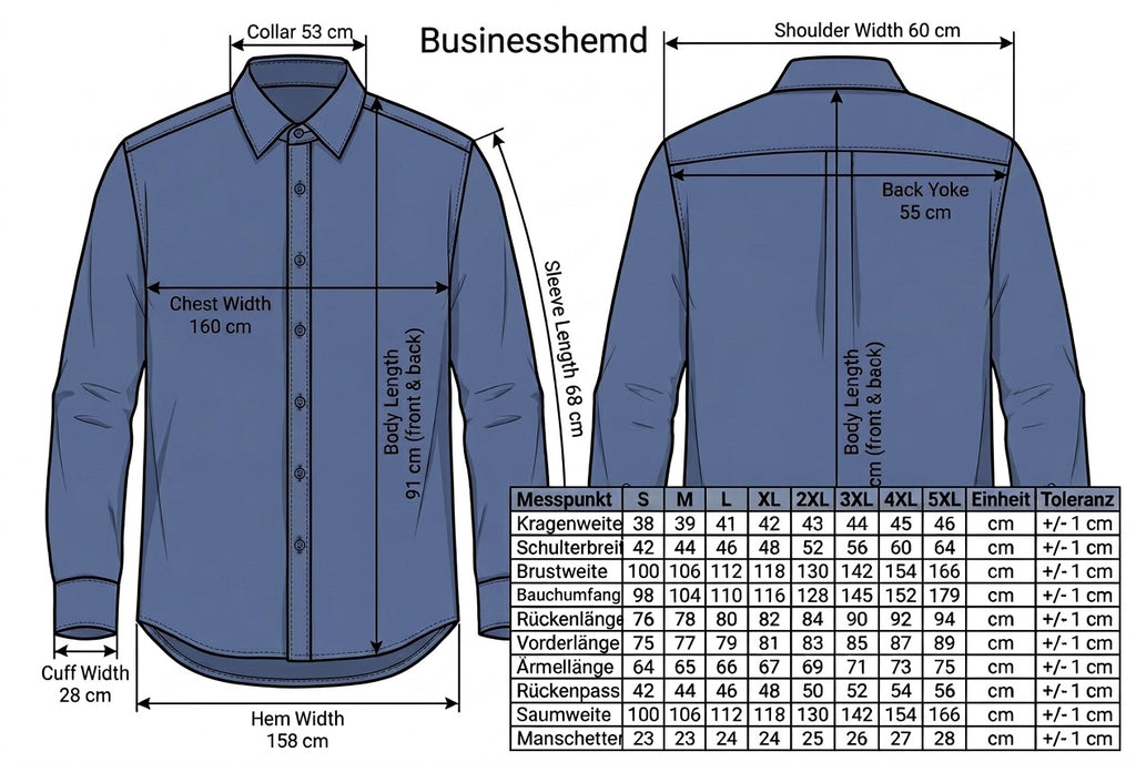Herrenhemd Business – S bis 5XL