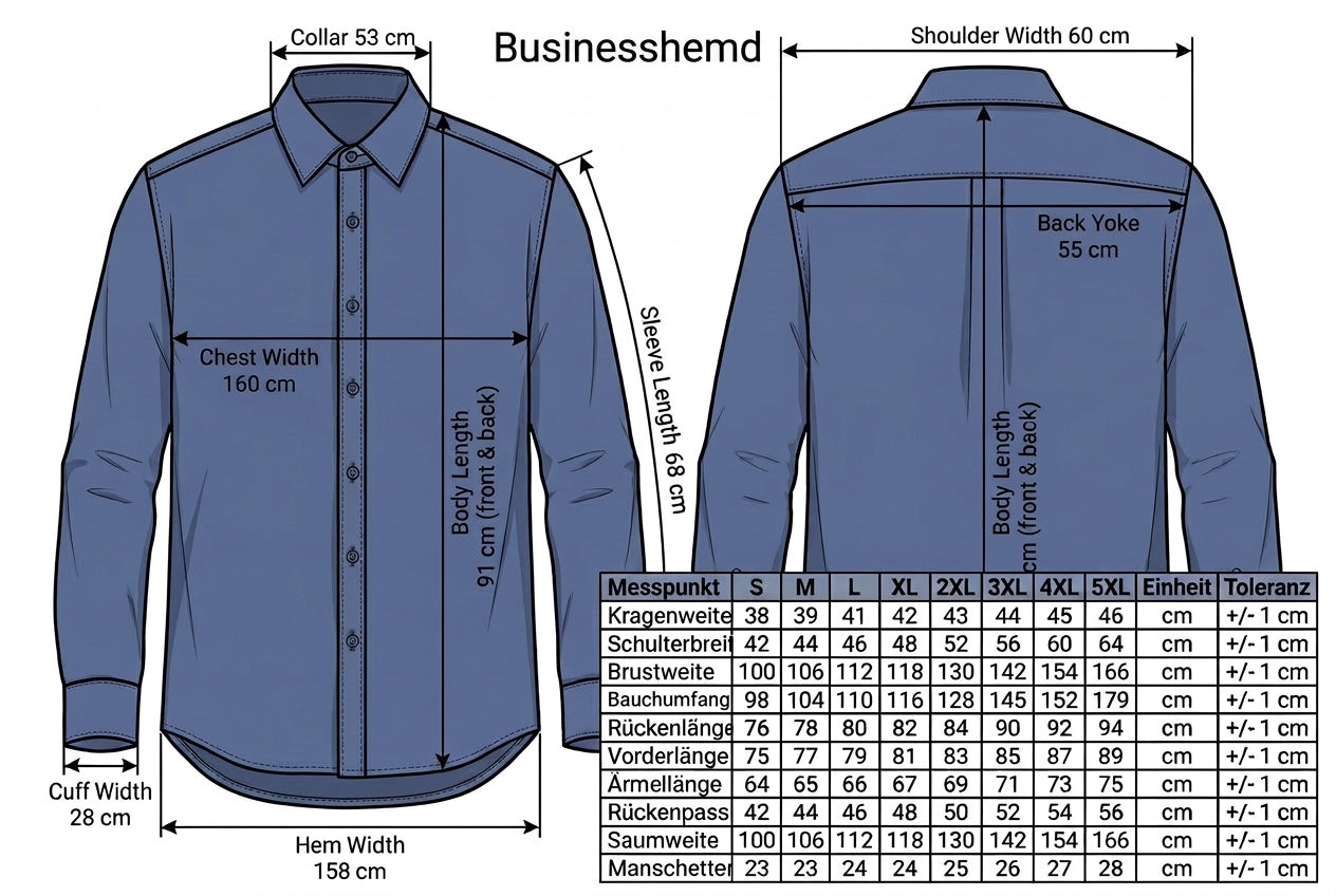 Herrenhemd Business – S bis 5XL