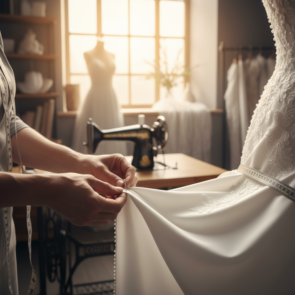 Hochzeitskleid wird gekürzt – Schneiderei Pimpanty