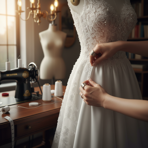 Hochzeitskleid wird enger gemacht – Schneiderei Pimpanty