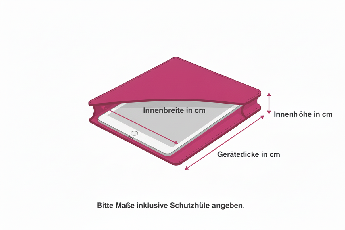 Korrigierte Maßgrafik für die Tablethülle