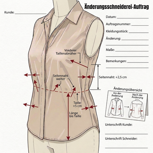 Bluse/ Hemd – Weite anpassen