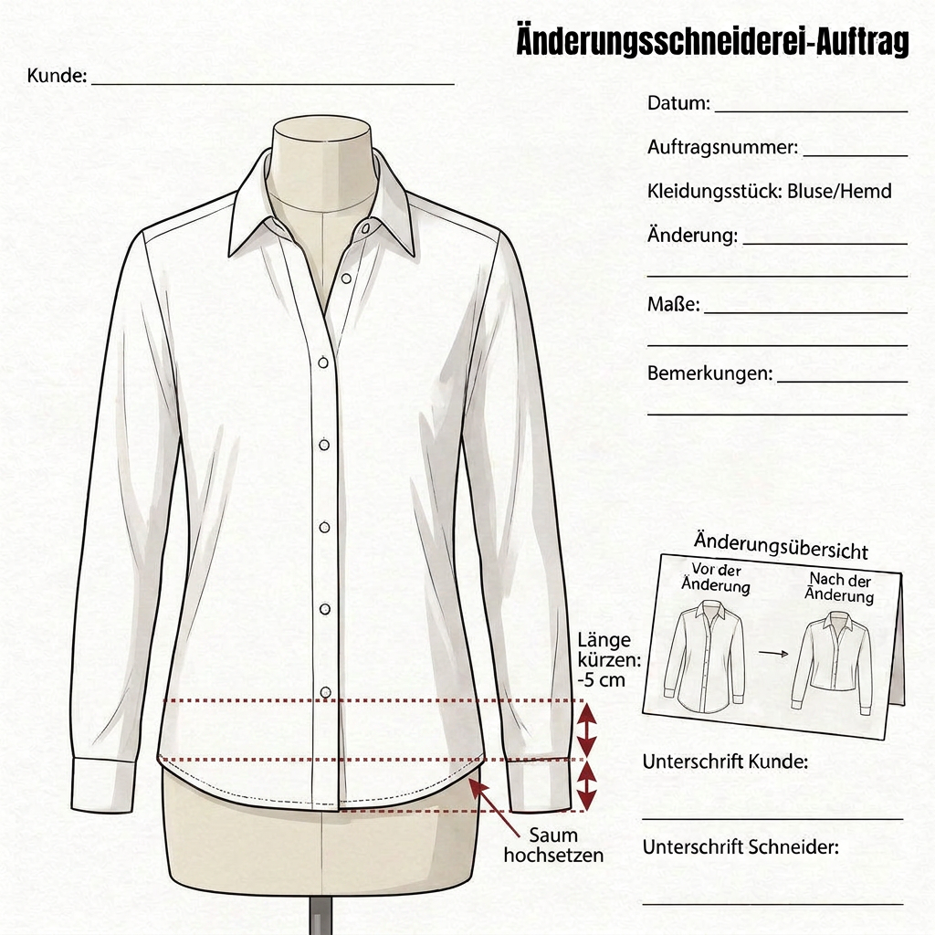 Bluse/ Hemd – Länge kuerzen